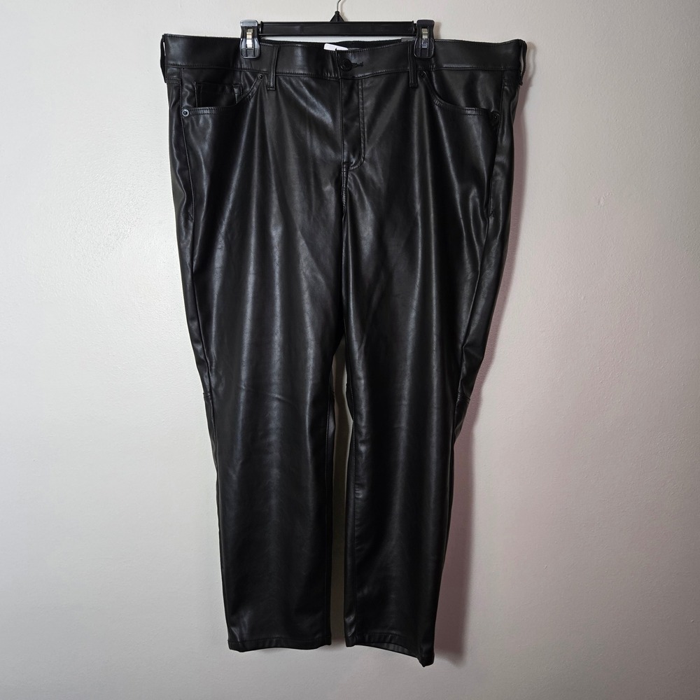 Torrid Womens Black Faux Leather Skinny Pants Plus Size 22R Fleece Lined New